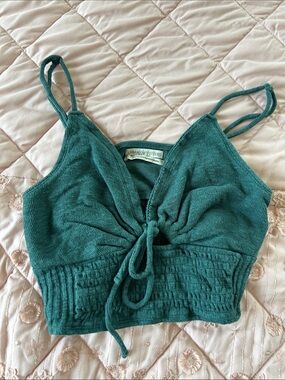 Urban Outfitters Teal Knit Tie-Front Crop Camisole